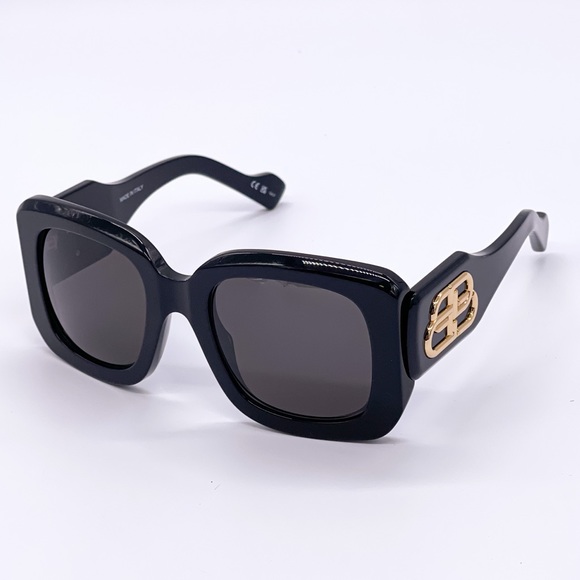 NEW BALENCIAGA WOMEN OVERSIZED BLACK SUNGLASSES BB0069S - Picture 5 of 12